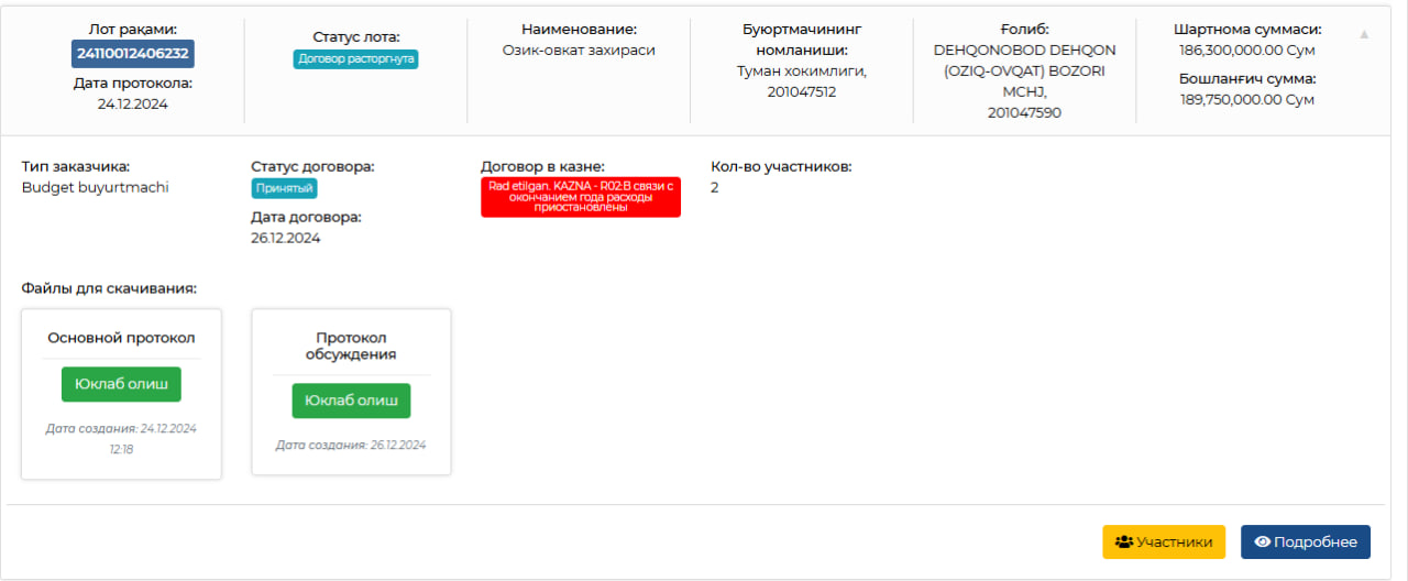 Skrinshot: etender.uzex.uz